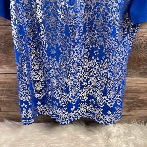 Coral Bay Golf Womens 1/4 Zip Polo Shirt , Blue Silver Metallic Accents, Size S - Picture 4 of 6
